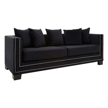 Sofia 3 Seater Black Velvet Sofa