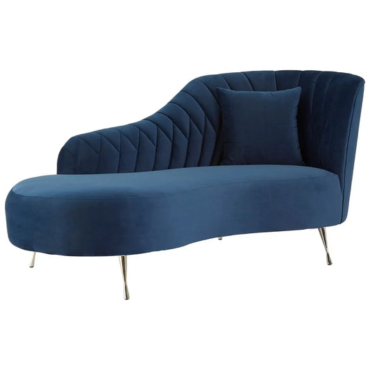 Rene Dark Blue Velvet Right Arm Chaise Longue