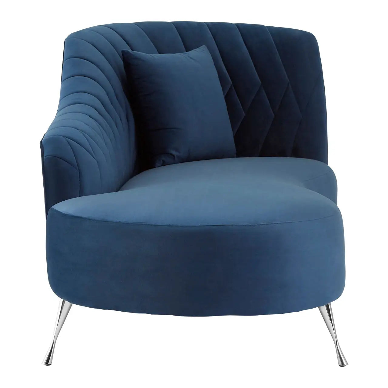 Rene Dark Blue Velvet Right Arm Chaise Longue