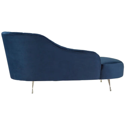 Rene Dark Blue Velvet Right Arm Chaise Longue