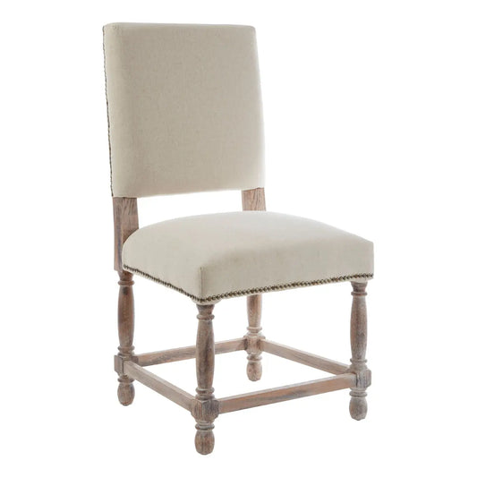 Lyon Oak Burn Whitewash Linen Dining Chair