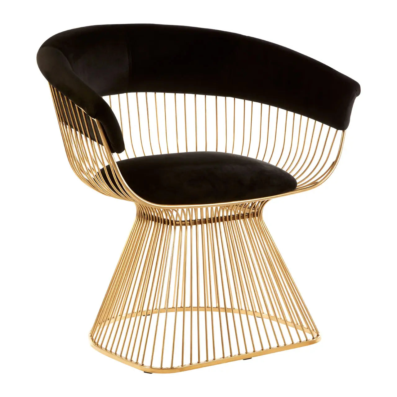 Vogue Black Velvet And Gold Finish Chair