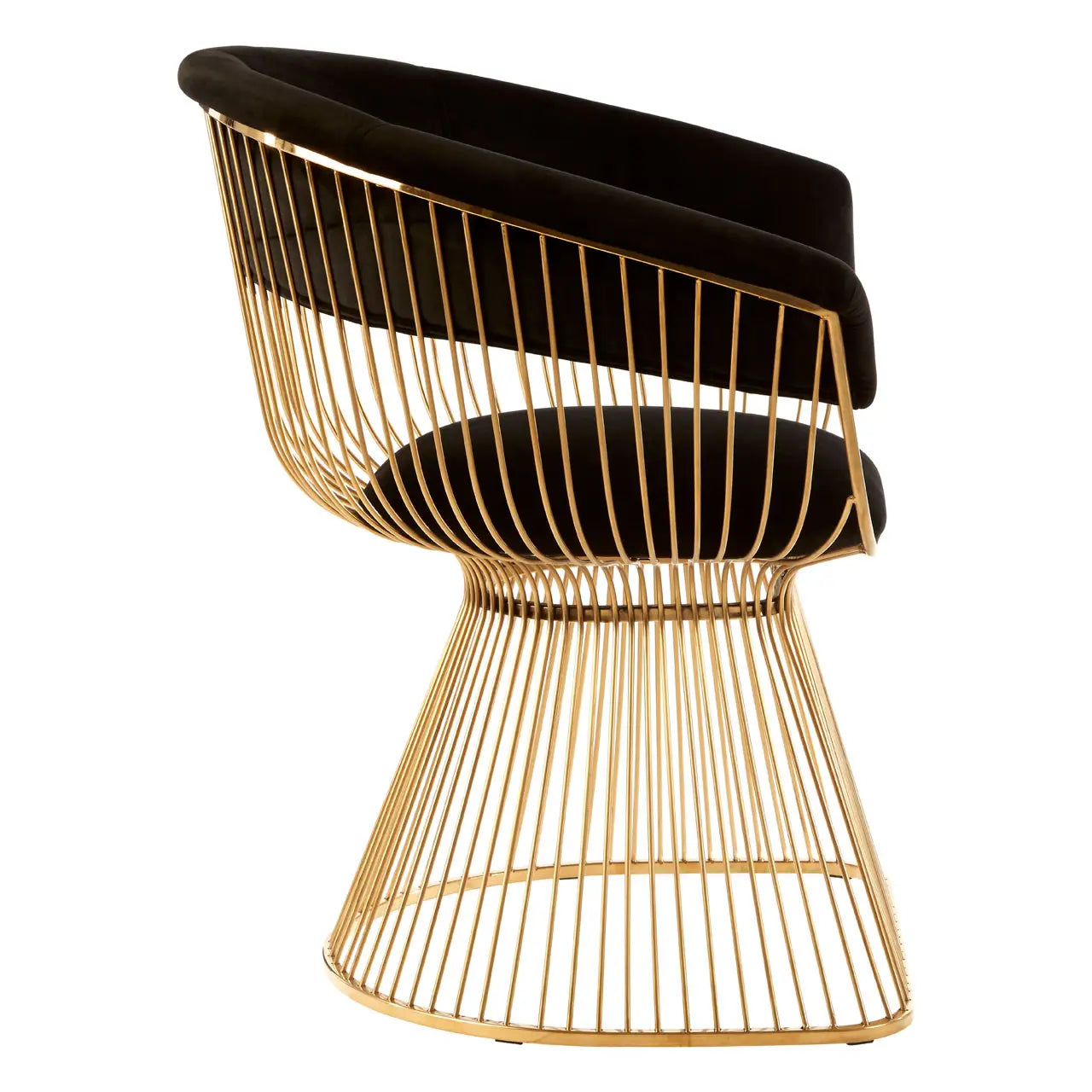 Vogue Black Velvet And Gold Finish Chair