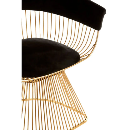 Vogue Black Velvet And Gold Finish Chair