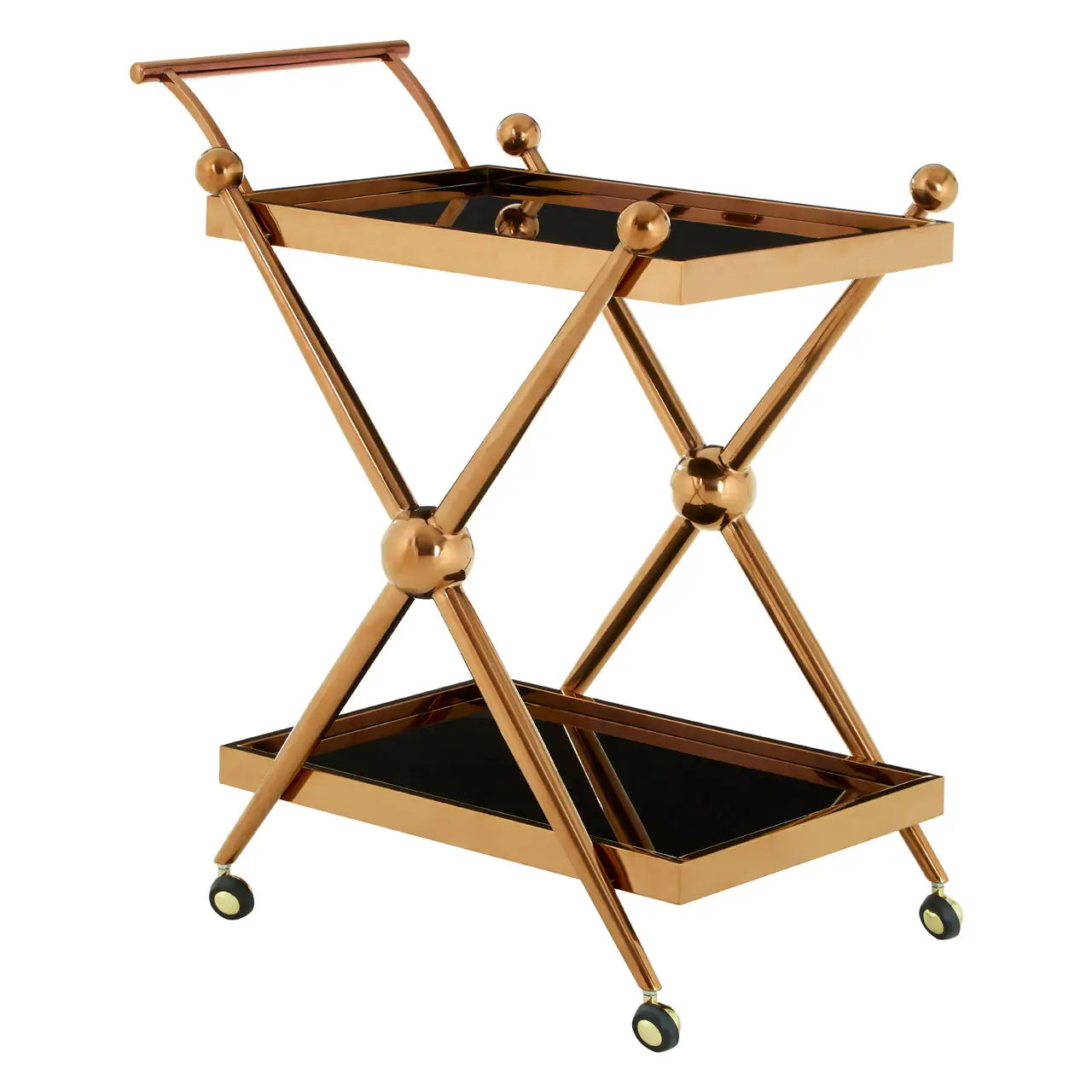 Novo 2 Tier Rose Gold And Cross Design Trolley