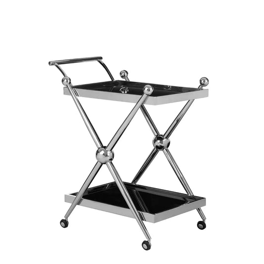 Novo 2 Tier Silver And Cross Design Trolley