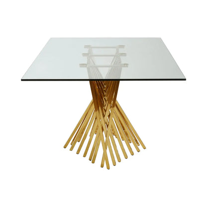 Arezzo Tempered Glass Top Dining Table With Gold Finish Frame