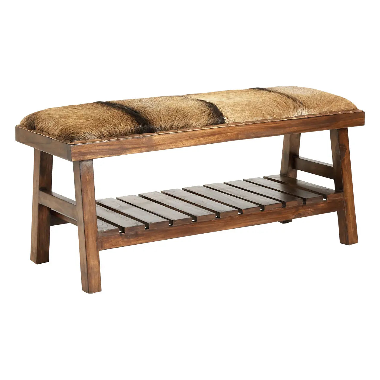 Inca Brown Goat Hide Bench