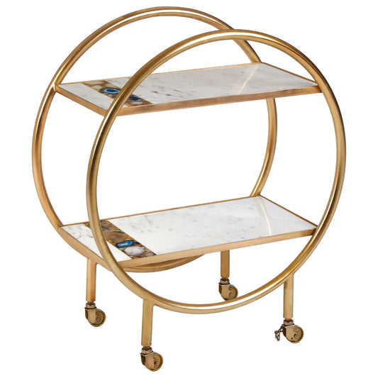 Vizzini 2 Tier Gold Finish Bar Trolley