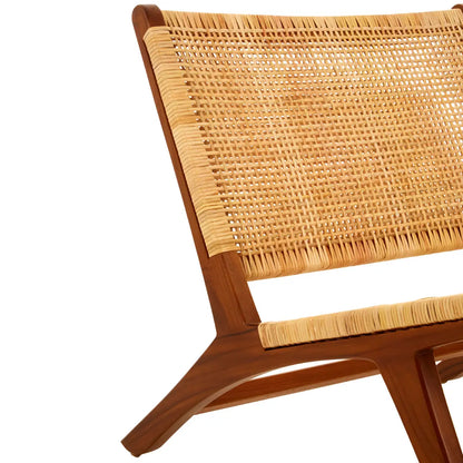 Lovina Teak Wood And Natural Rattan Lounge Chair