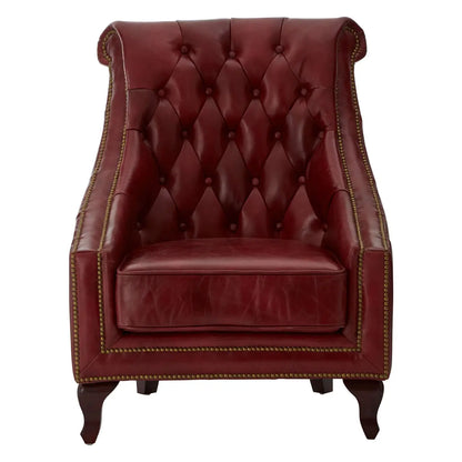 Victor Red Leather Studded Armchair