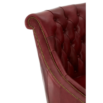 Victor Red Leather Studded Armchair