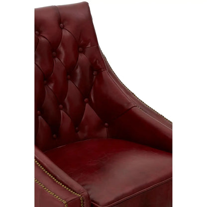 Victor Red Leather Studded Armchair