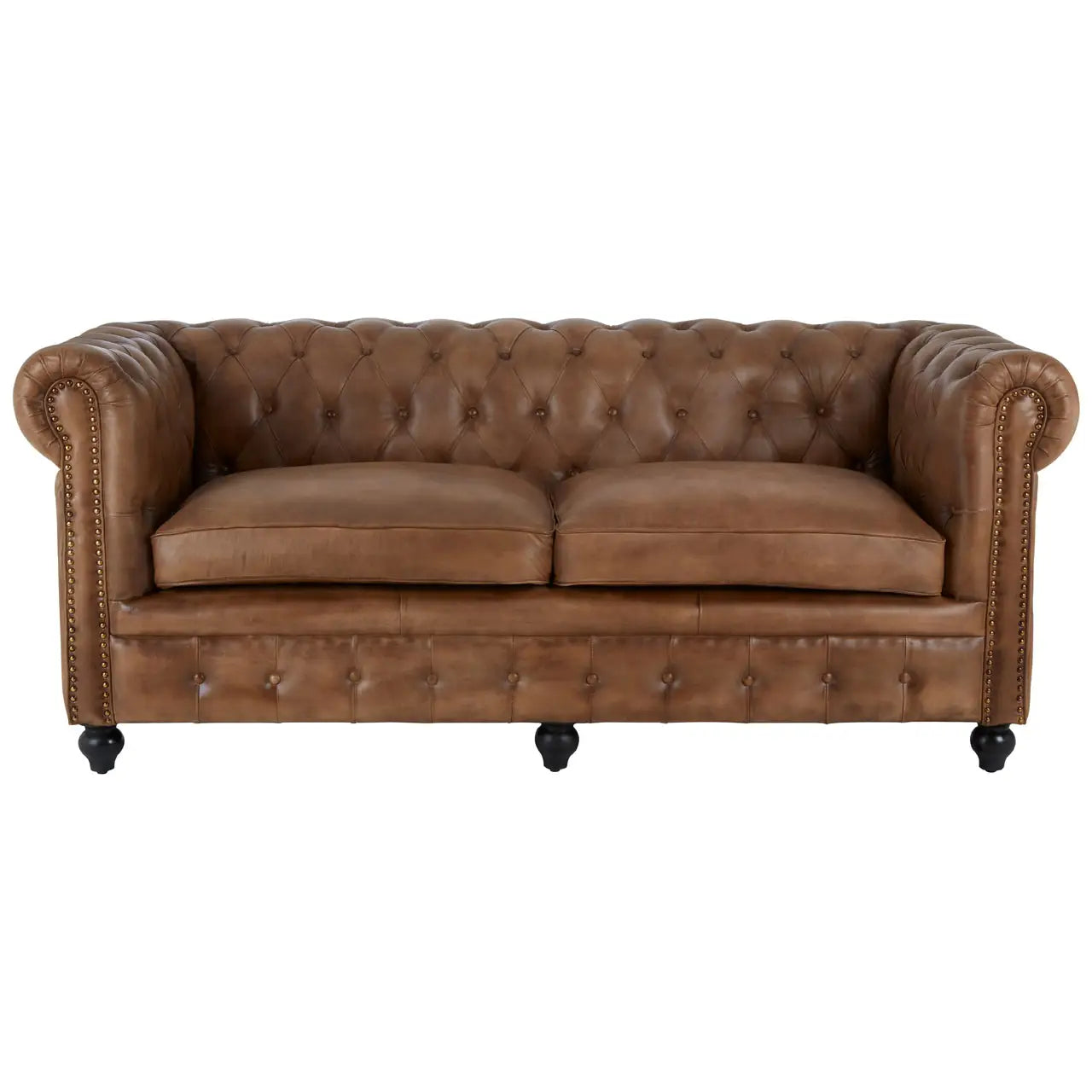 Buffalo Brown Leather 3 Seat Chesterfield Sofa