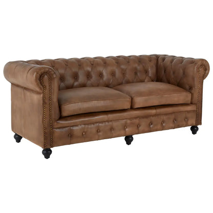 Buffalo Brown Leather 3 Seat Chesterfield Sofa