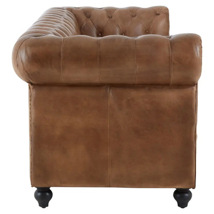 Buffalo Brown Leather 3 Seat Chesterfield Sofa