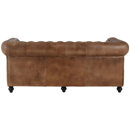 Buffalo Brown Leather 3 Seat Chesterfield Sofa