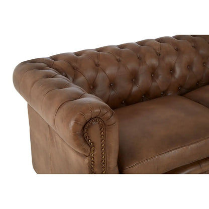 Buffalo Brown Leather 3 Seat Chesterfield Sofa