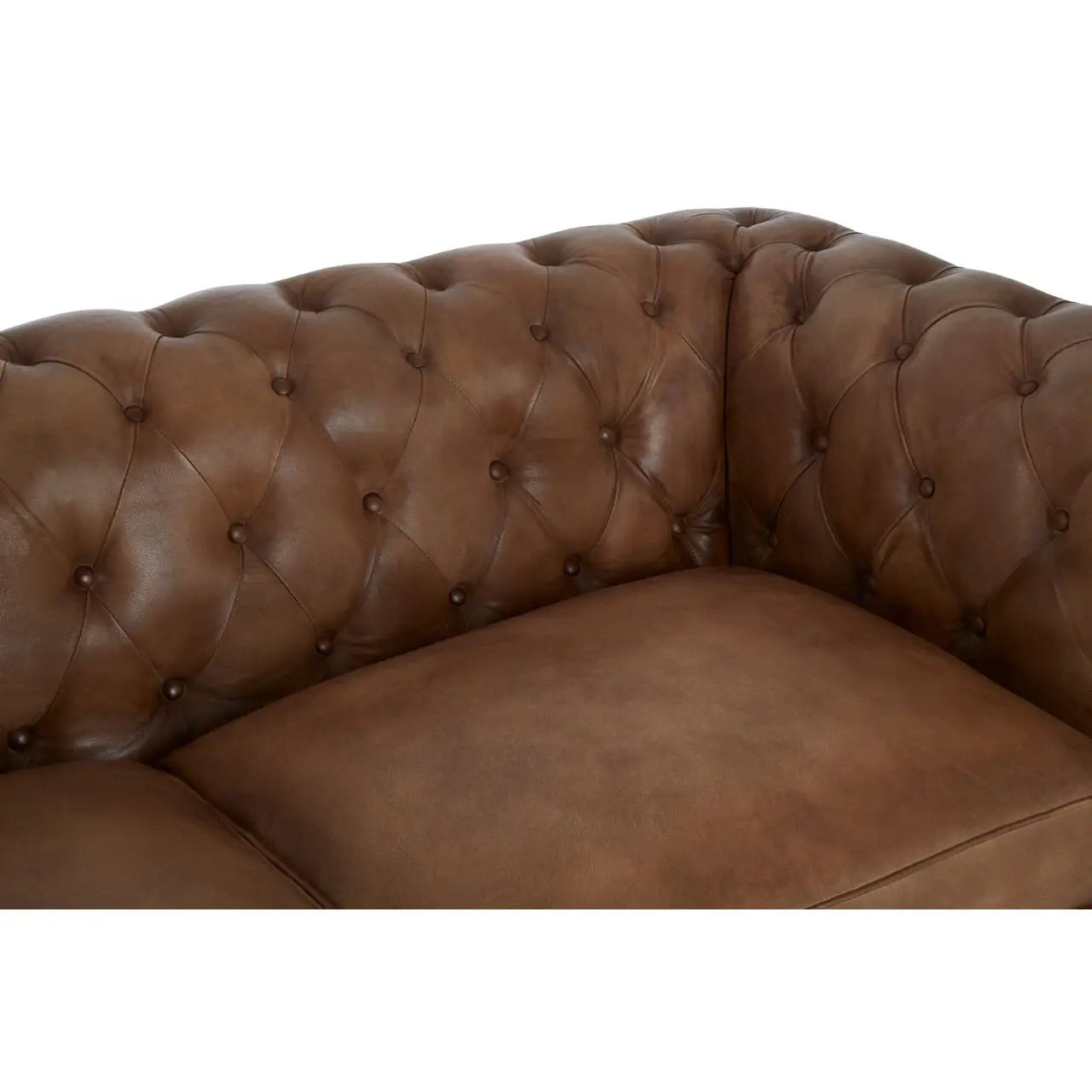 Buffalo Brown Leather 3 Seat Chesterfield Sofa