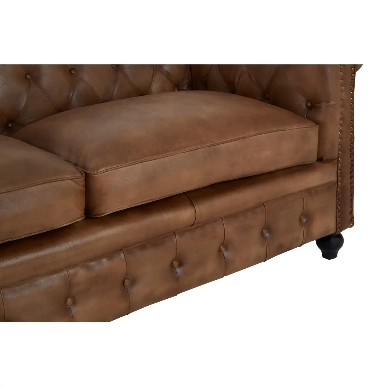 Buffalo Brown Leather 3 Seat Chesterfield Sofa