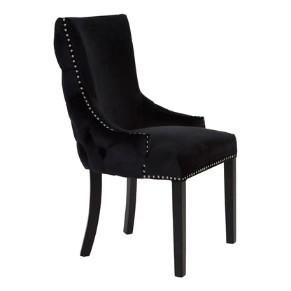 Kensington Townhouse Black Velvet Studded Dining Chair