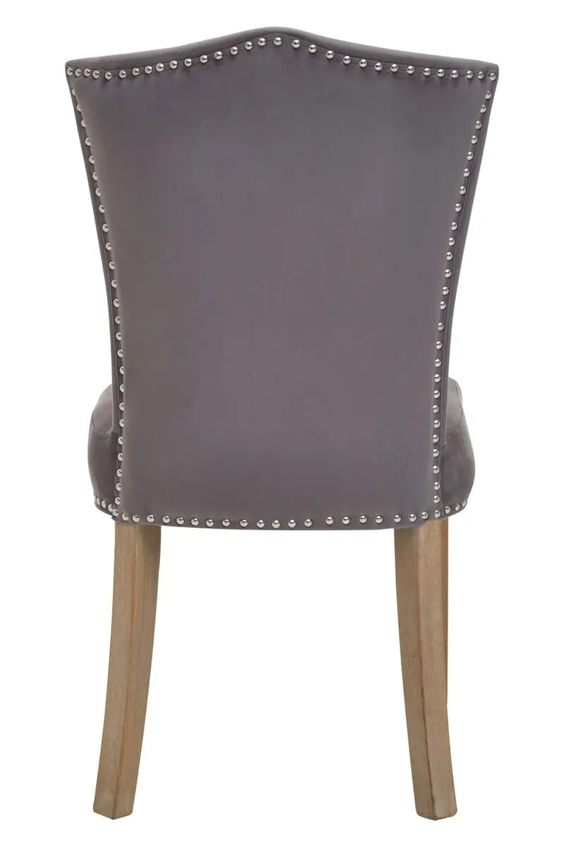 Kensington Townhouse Grey Velvet Dining Chair with Antique Legs