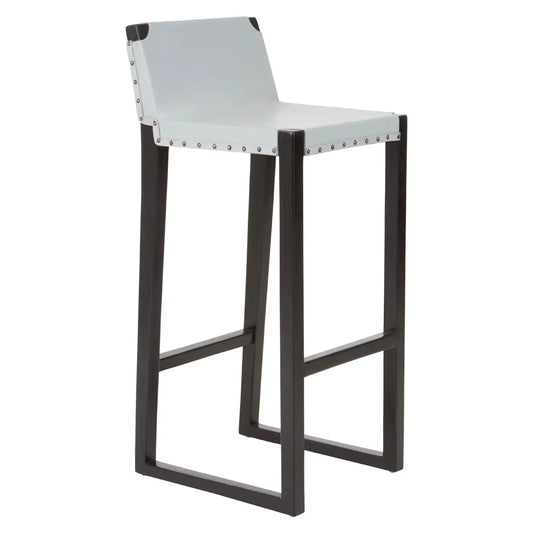 Kendari Grey Leather Bar Stool