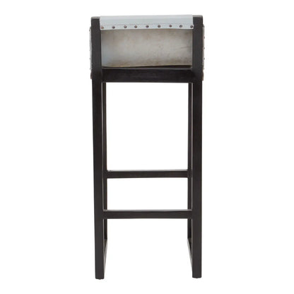 Kendari Grey Leather Bar Stool