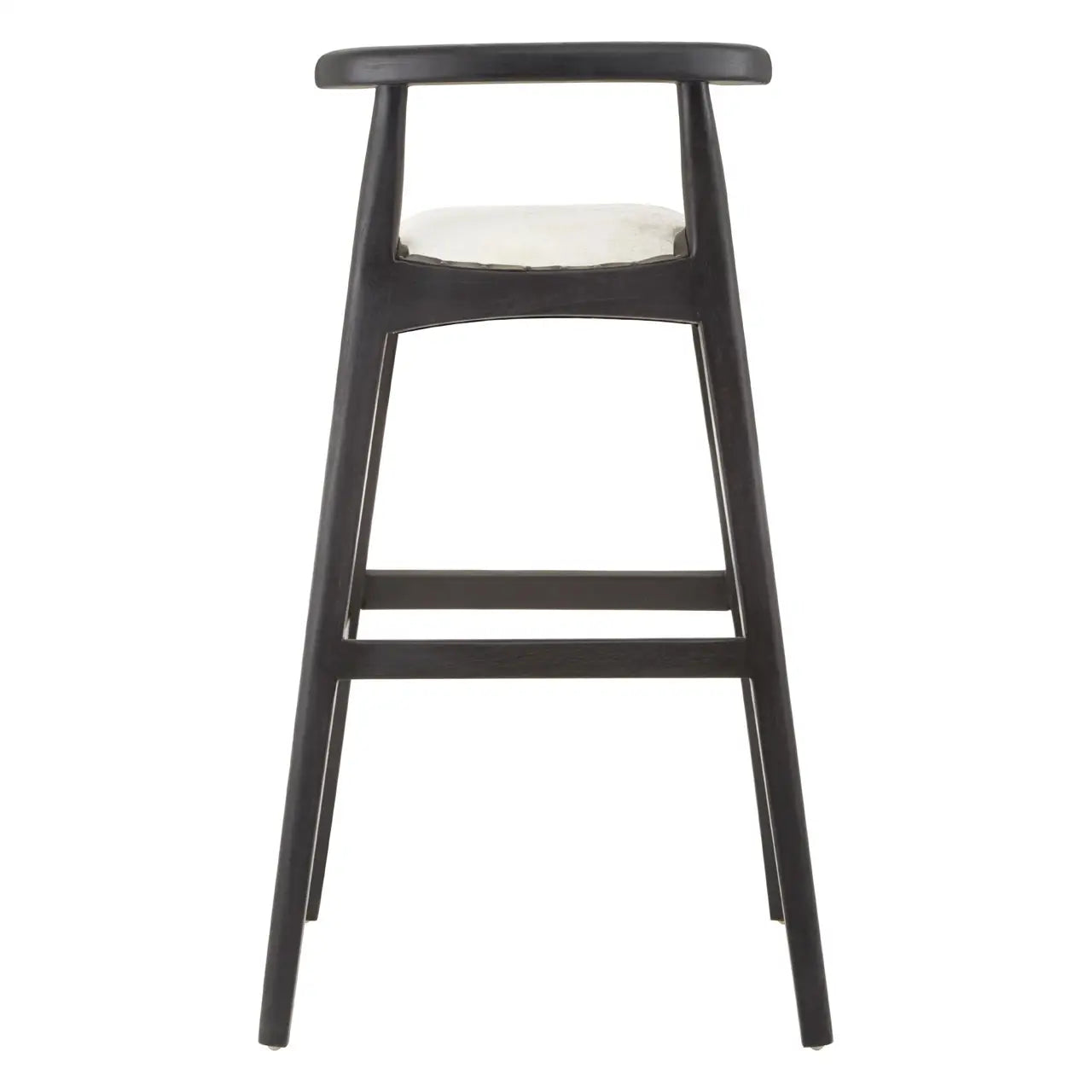 Kendari White Leather And Teak Bar Stool