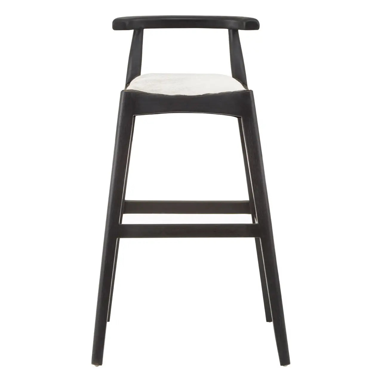 Kendari White Leather And Teak Bar Stool