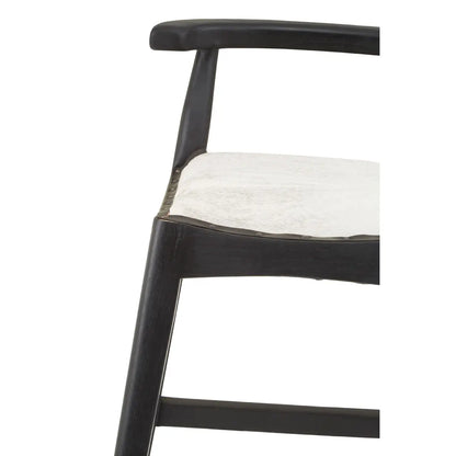 Kendari White Leather And Teak Bar Stool