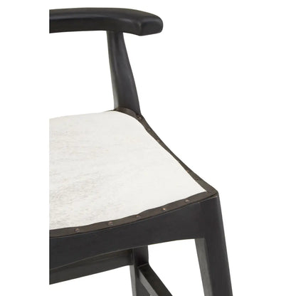 Kendari White Leather And Teak Bar Stool