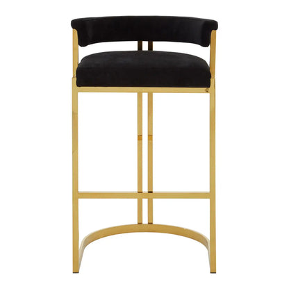 Piermount Black Velvet And Gold Bar Stool