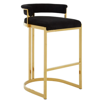 Piermount Black Velvet And Gold Bar Stool