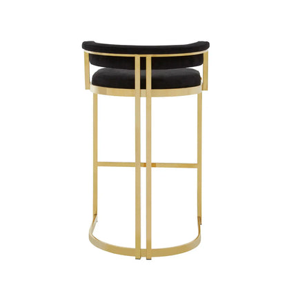 Piermount Black Velvet And Gold Bar Stool