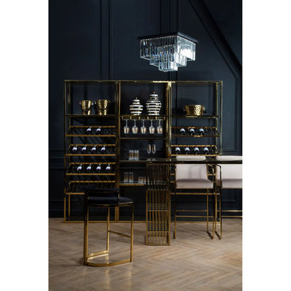 Piermount Black Velvet And Gold Bar Stool