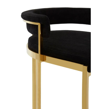 Piermount Black Velvet And Gold Bar Stool