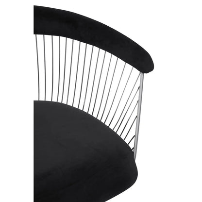 Anzio Black Velvet And Brushed Silver Chair