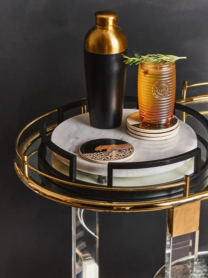 Oria Drinks Trolley With Warm Gold Metallic Frame