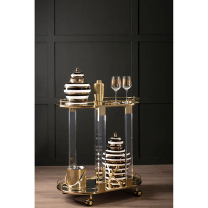 Oria Drinks Trolley With Warm Gold Metallic Frame