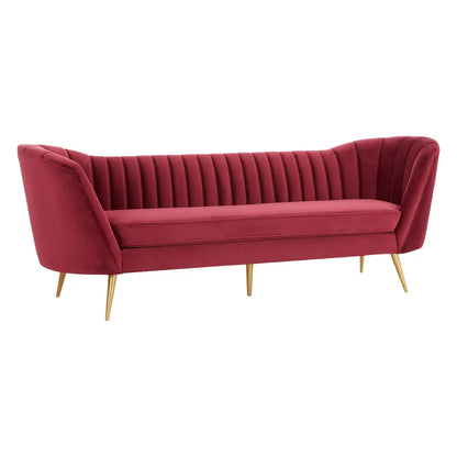 Binky 3 Seat Wine Velvet Sofa