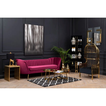 Binky 3 Seat Wine Velvet Sofa