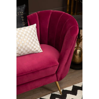 Binky 3 Seat Wine Velvet Sofa