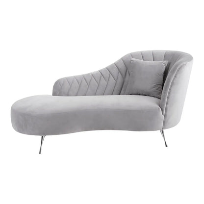 Rene Grey Velvet Chaise Longue