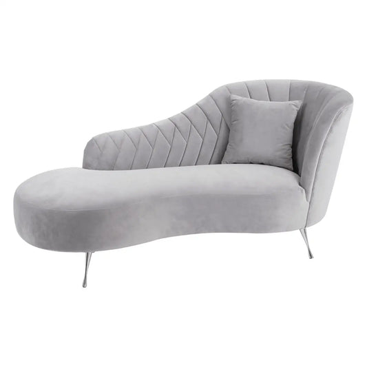 Rene Grey Velvet Chaise Longue