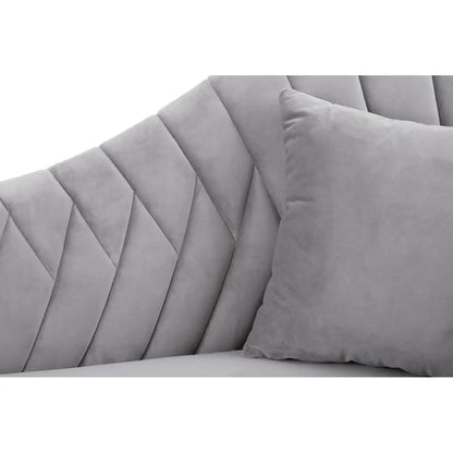 Rene Grey Velvet Chaise Longue