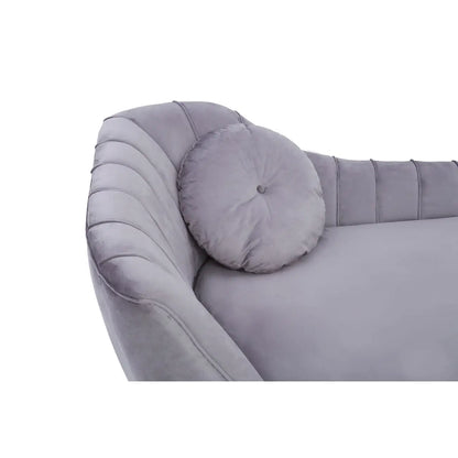 Felizia Grey Left Arm Velvet Chaise