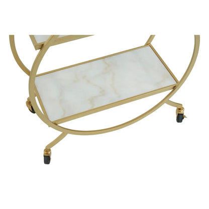 Avantis White Marble And Gold 2 Tier Drinks Trolley