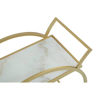 Avantis White Marble And Gold 2 Tier Drinks Trolley