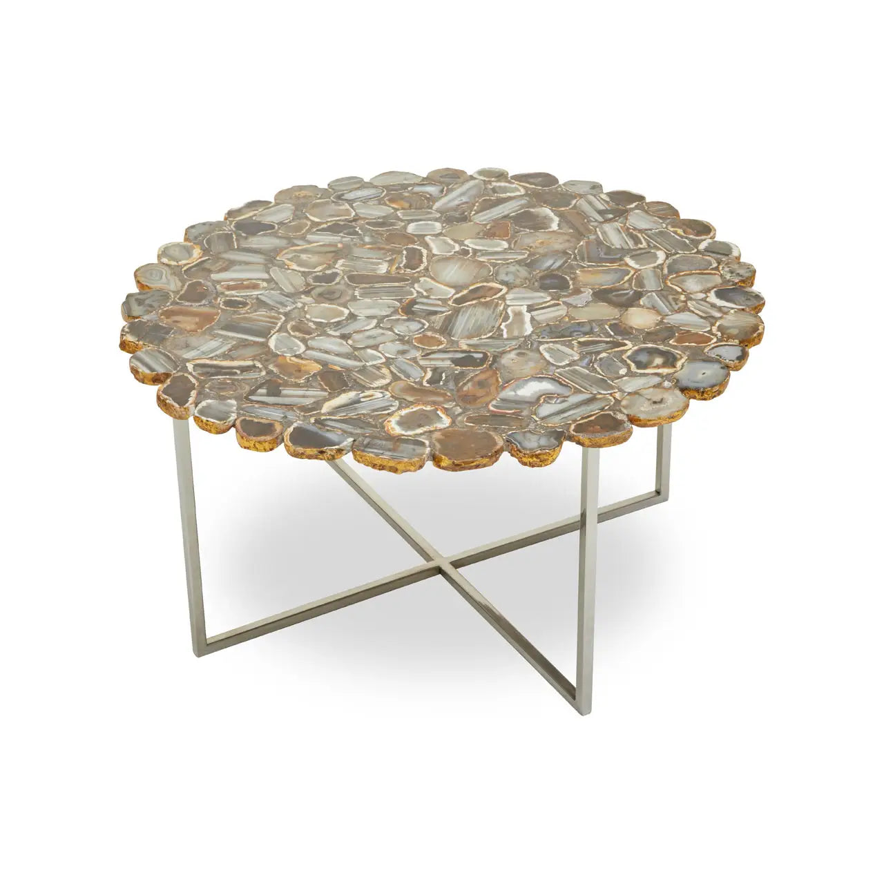 Rabia Agate Coffee Table With Cross Base